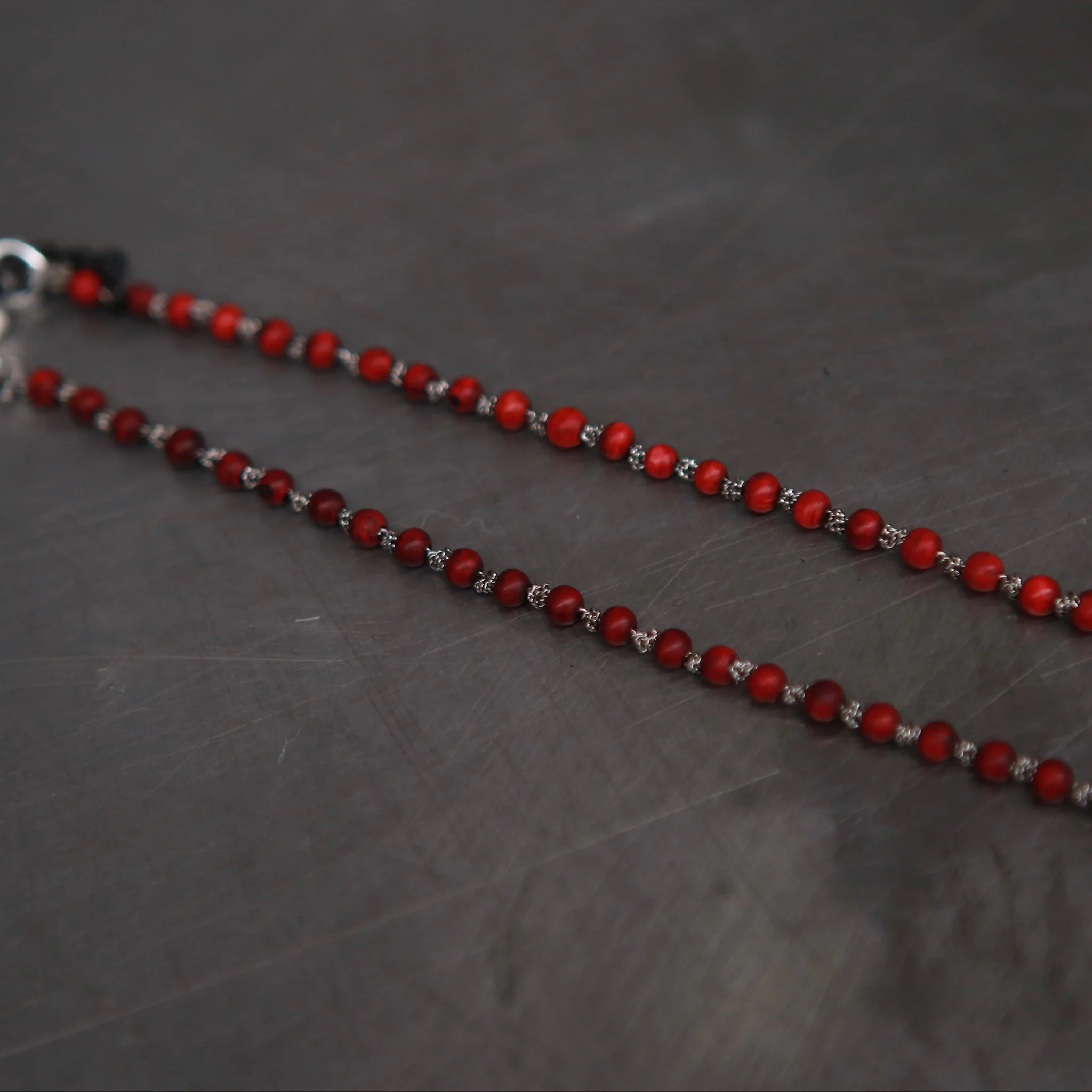 JEAN FRANCOIS MIMILLA knotted steel chain glass bead necklace France JFM-COL136 SS25-0 - Image 3