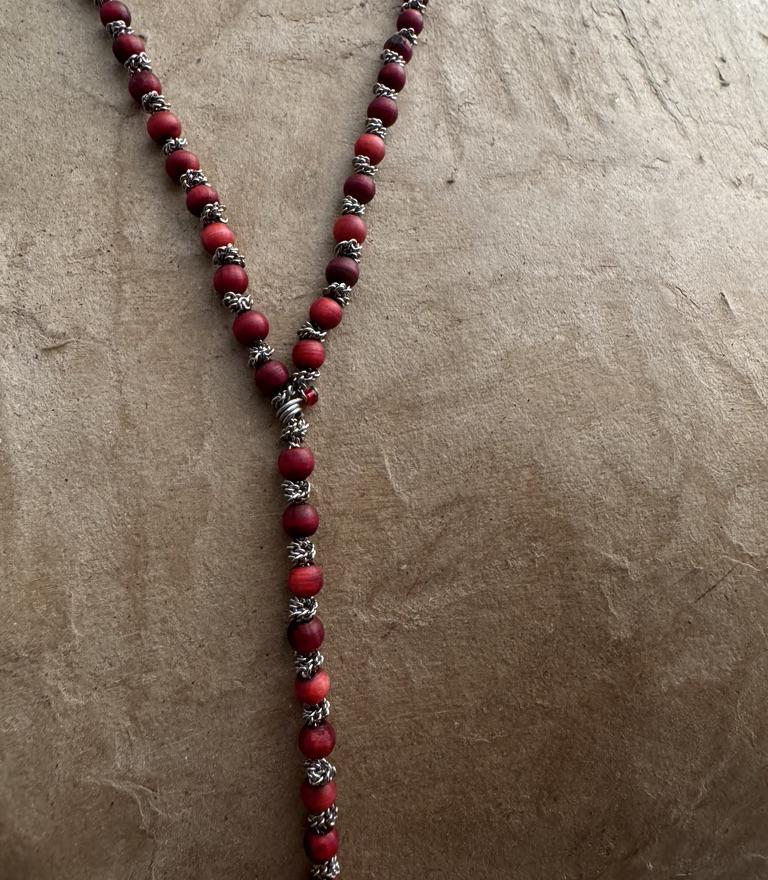 JEAN FRANCOIS MIMILLA knotted steel chain glass bead necklace France JFM-COL136 SS25-0 - Image 6