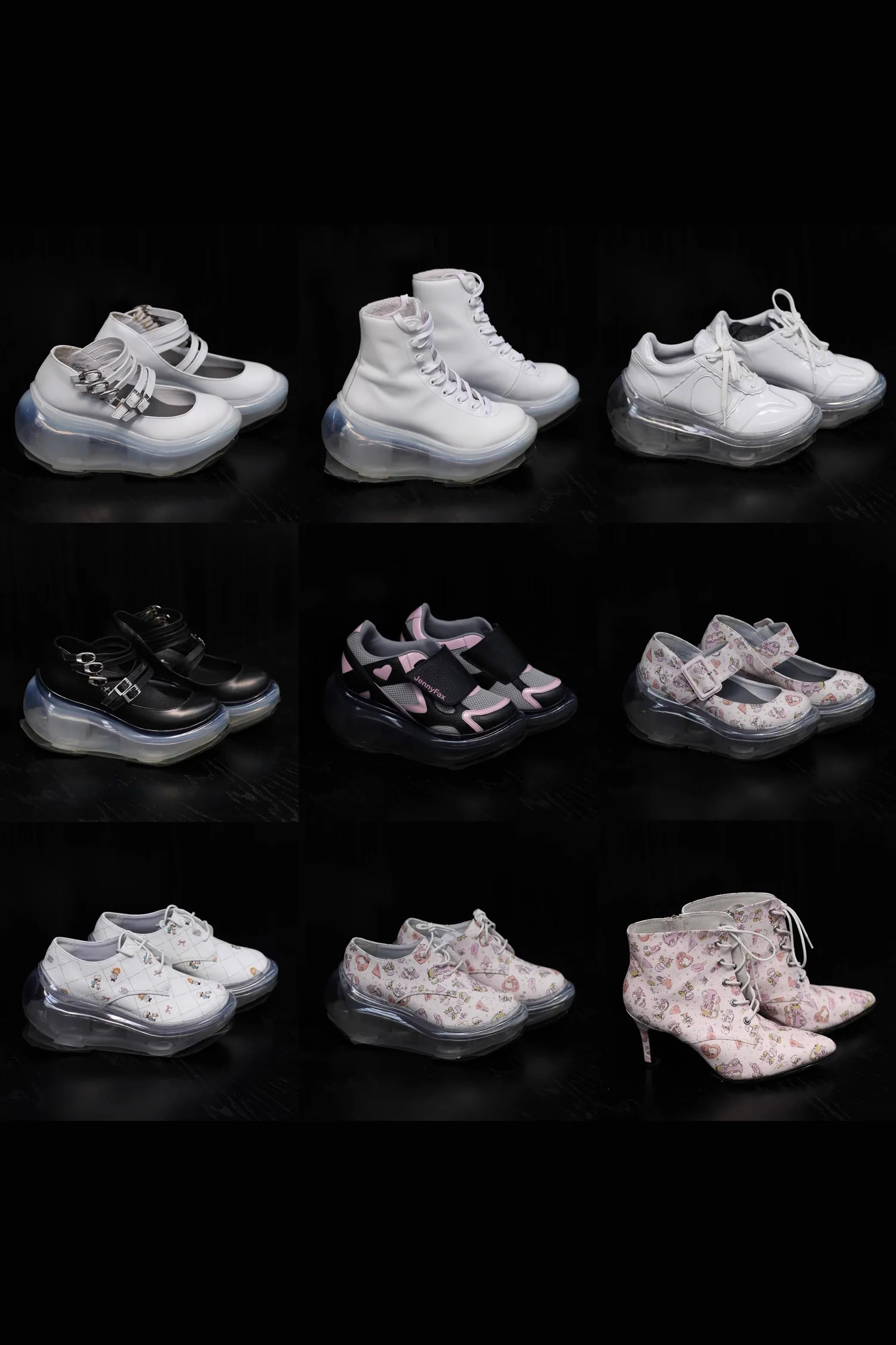 Jenny Fax Japan Transparent Air Cushion Original Mary Jane Height Increasing Shoes Series Collection II JF-FAW23SHOES04-BAI White Multi-Strap PJF5 - Image 4