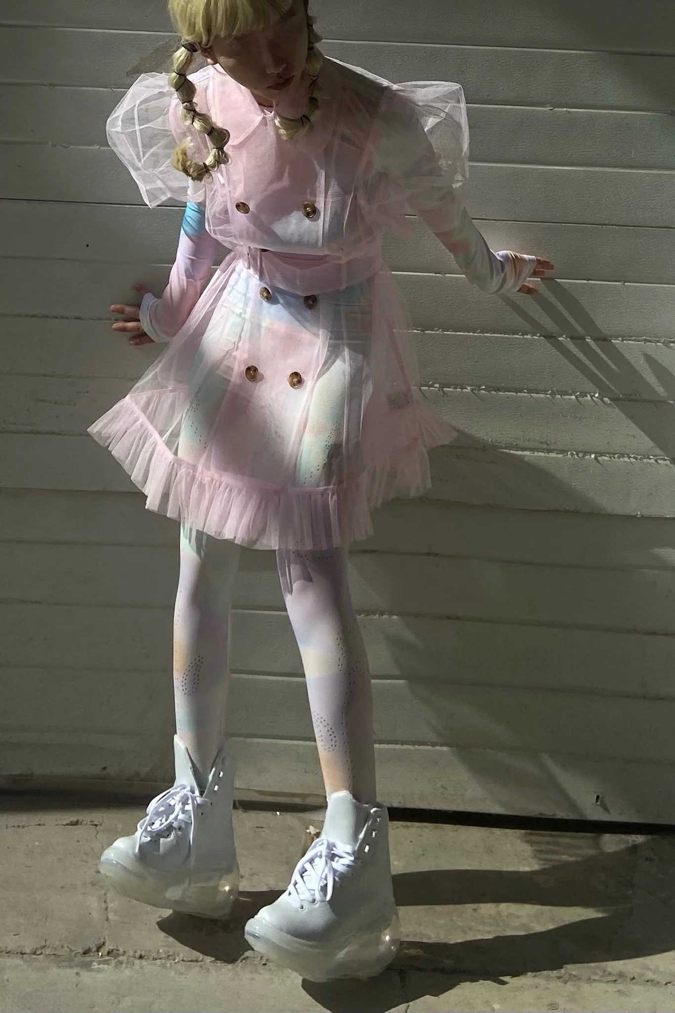 Jennyfax tulle trench coat JFAW21C02 pink - Image 16