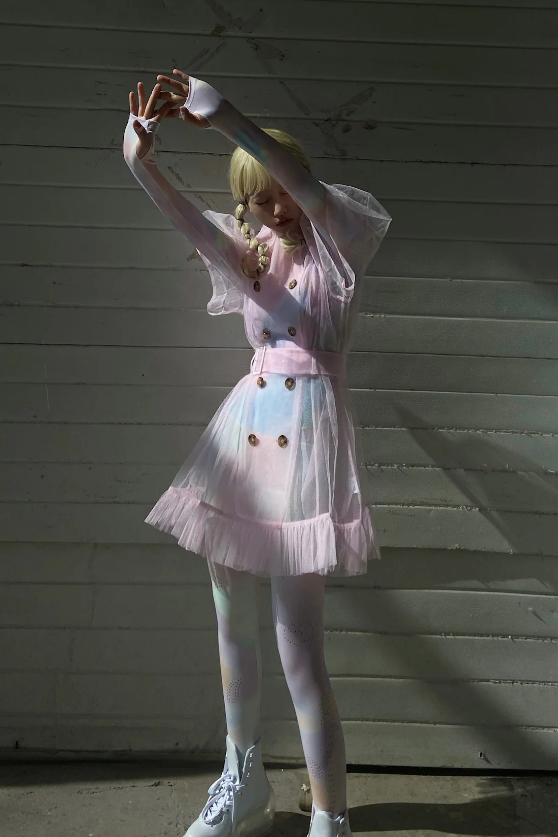 Jennyfax tulle trench coat JFAW21C02 pink - Image 19
