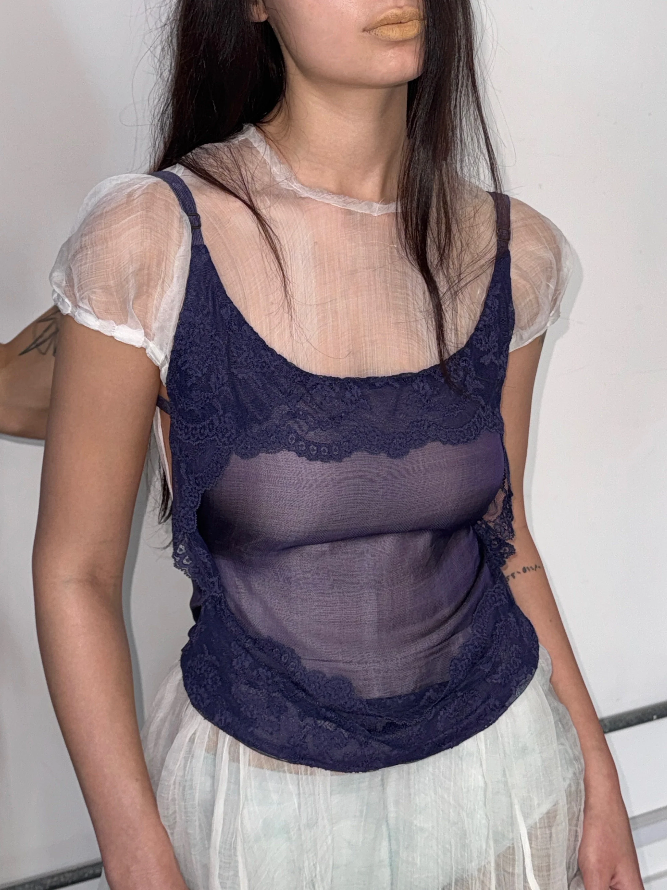 Joyce Bao Spring/Summer 2026 Lace Structure Top JB-JB02-01012-1-ZI Purple - Image 6