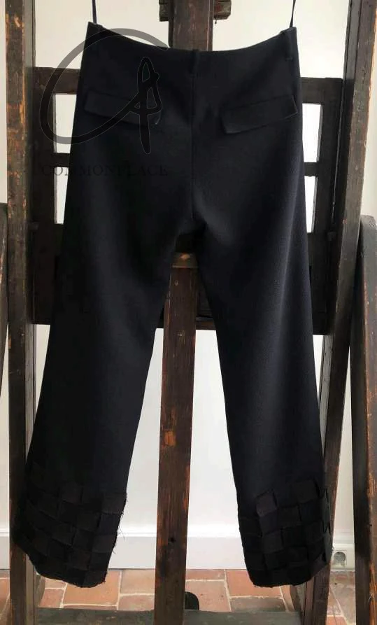 K`ANG 24 Autumn and Winter Men's Straight Wide-cut Hand-woven Hem Trousers KANG-M/P-004-INT-HSZ Black/Dark Brown - Image 6