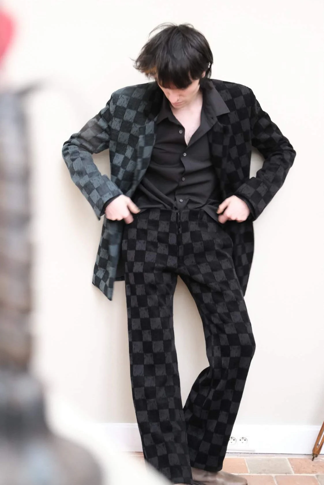 K`ANG 24 Autumn and Winter Plaid Straight Wide Leg Pants KANG-M/P-004-HEI Black - Image 13