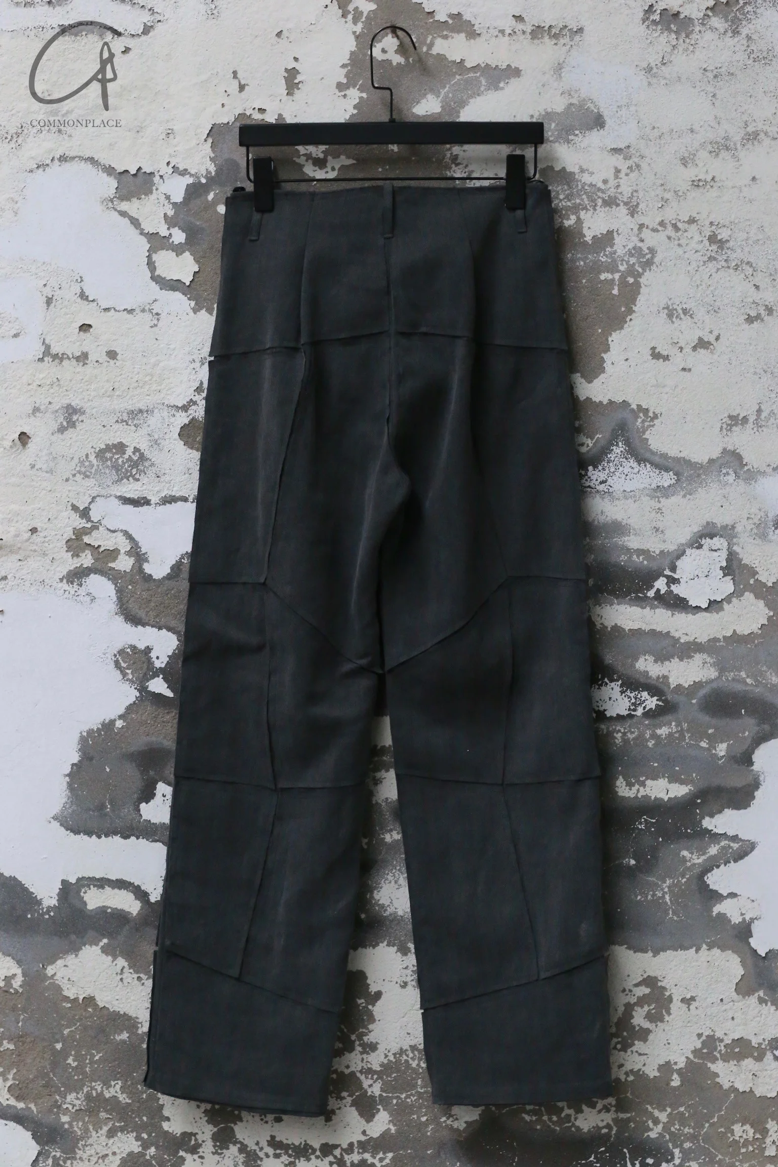 K`ANG 24 Autumn and Winter Unisex Pleated Waist Applique Wide-Sized Pants KANG-MW/P-012-SAP-OFF BLACK OFF BLACK - Image 4