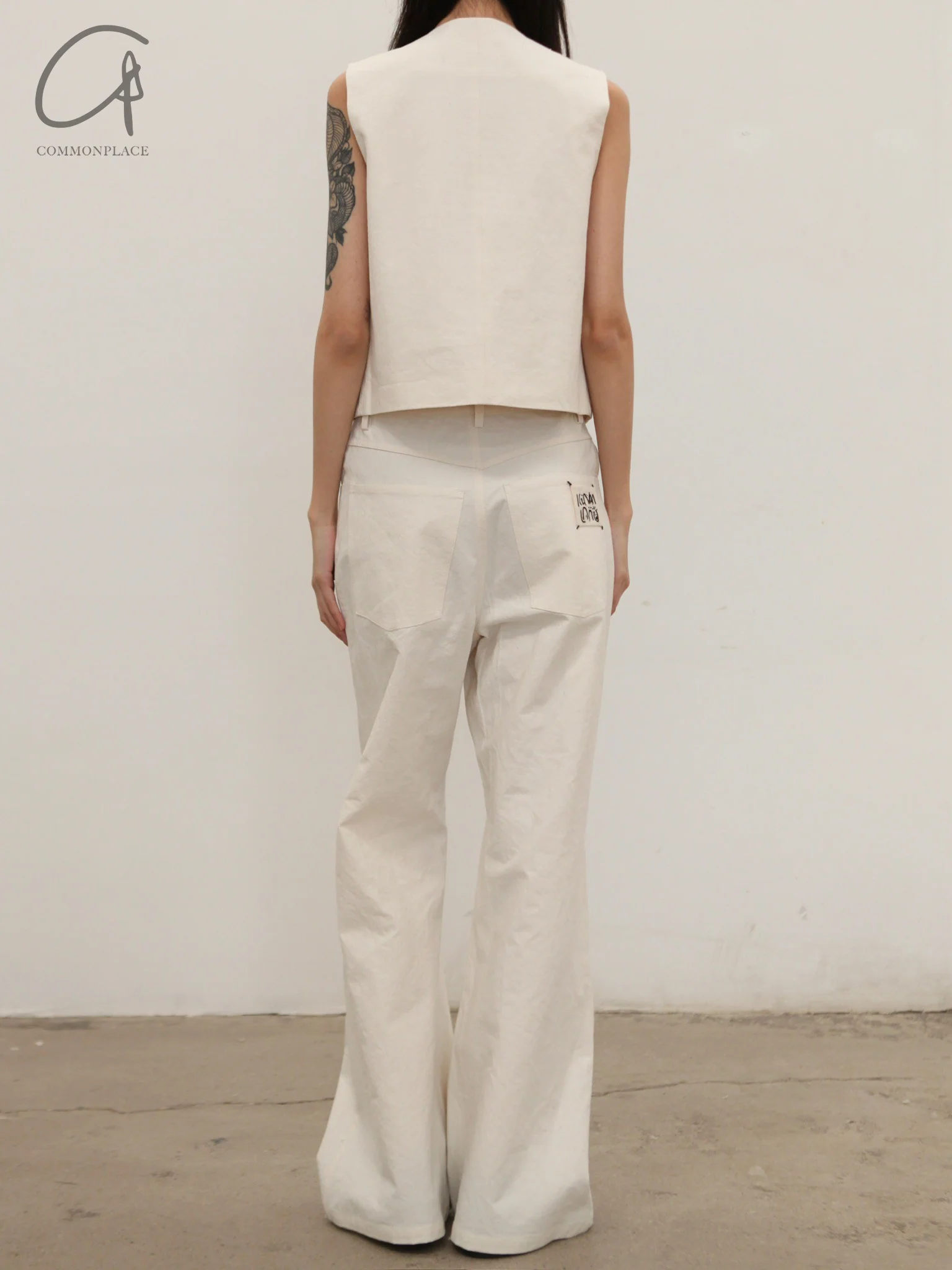 KINYAN LAM 25 Spring/Summer Hand-embroidered flared pants KYL-V2TRS04-W-HB White - Image 8