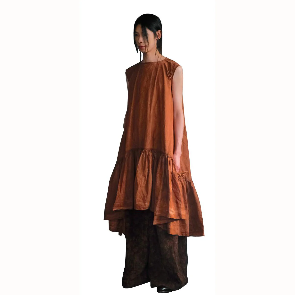 KINYAN LAM 25 Spring/Summer Natural Dye Bubble Dress KYL-V2DRS04-BN-ZONG Brown - Image 8