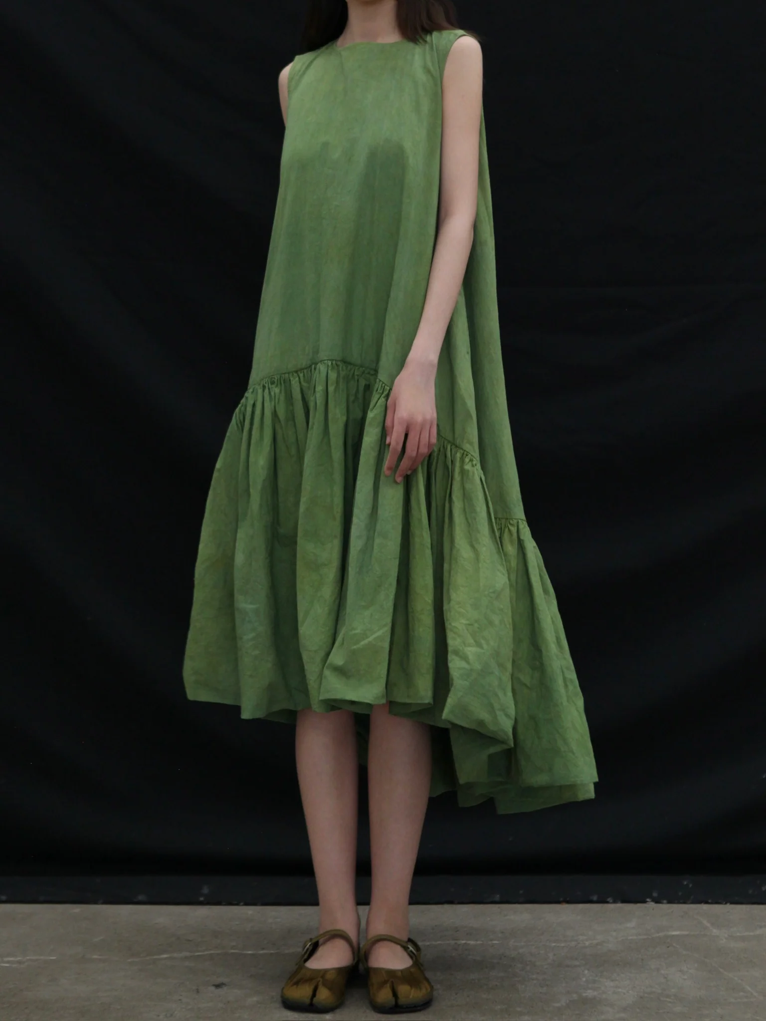 KINYAN LAM 25 Spring/Summer Natural Dye Bubble Dress KYL-V2DRS04-G-LV Green - Image 5