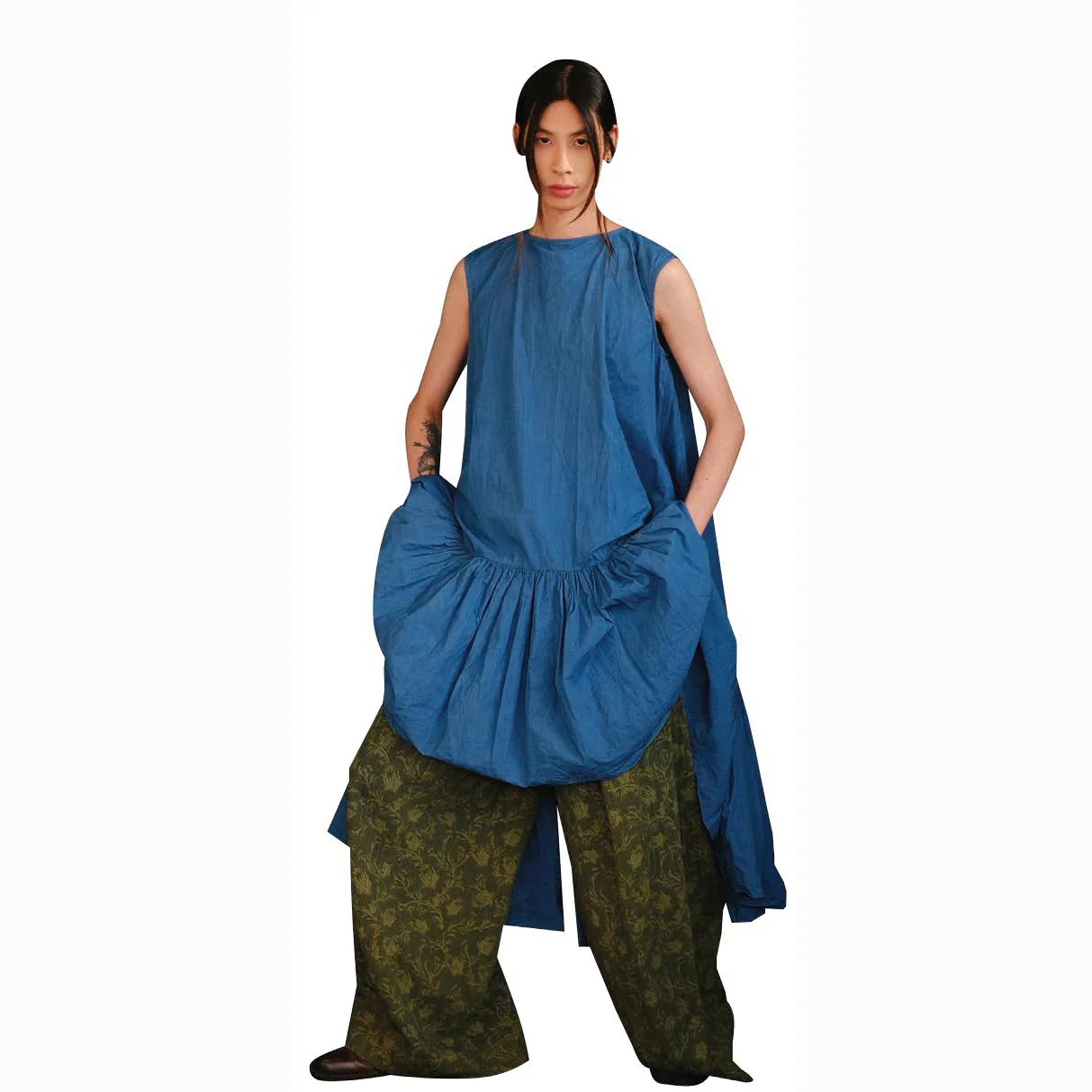 KINYAN LAM 25 Spring/Summer Natural Dye Bubble Dress KYL-V2DRS04-SBL-LAN Blue - Image 12