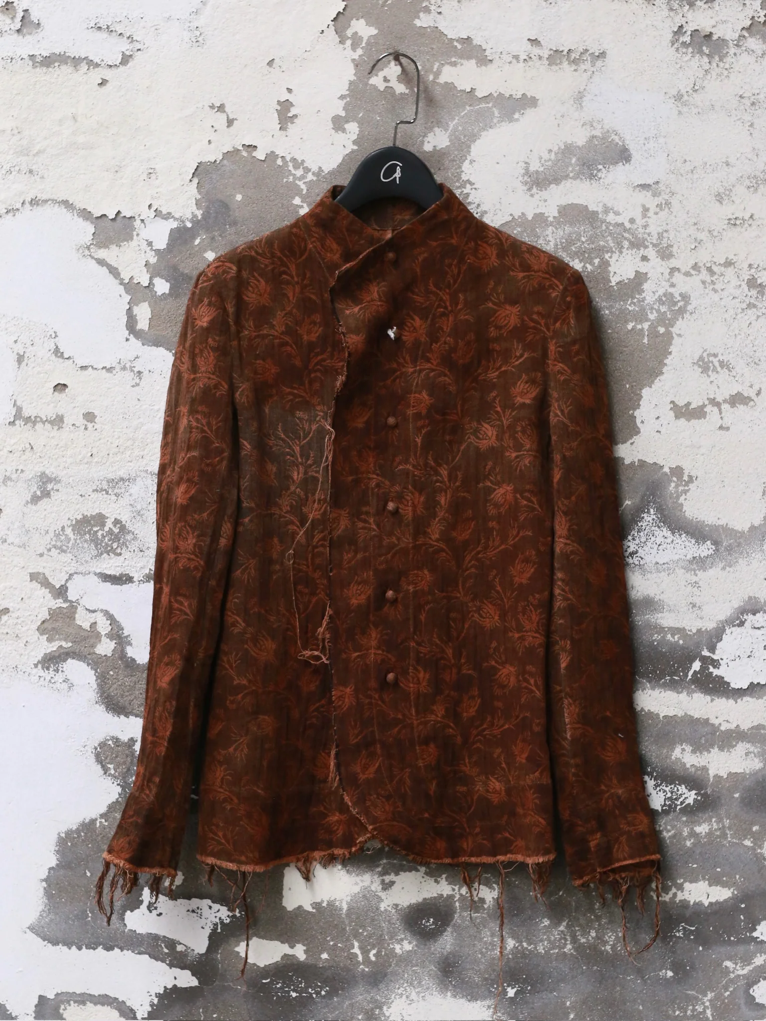 KINYAN LAM 25 Spring/Summer Natural Dye High Neck Jacquard Shirt KYL-V2ST03-B-ZONG Brown - Image 7