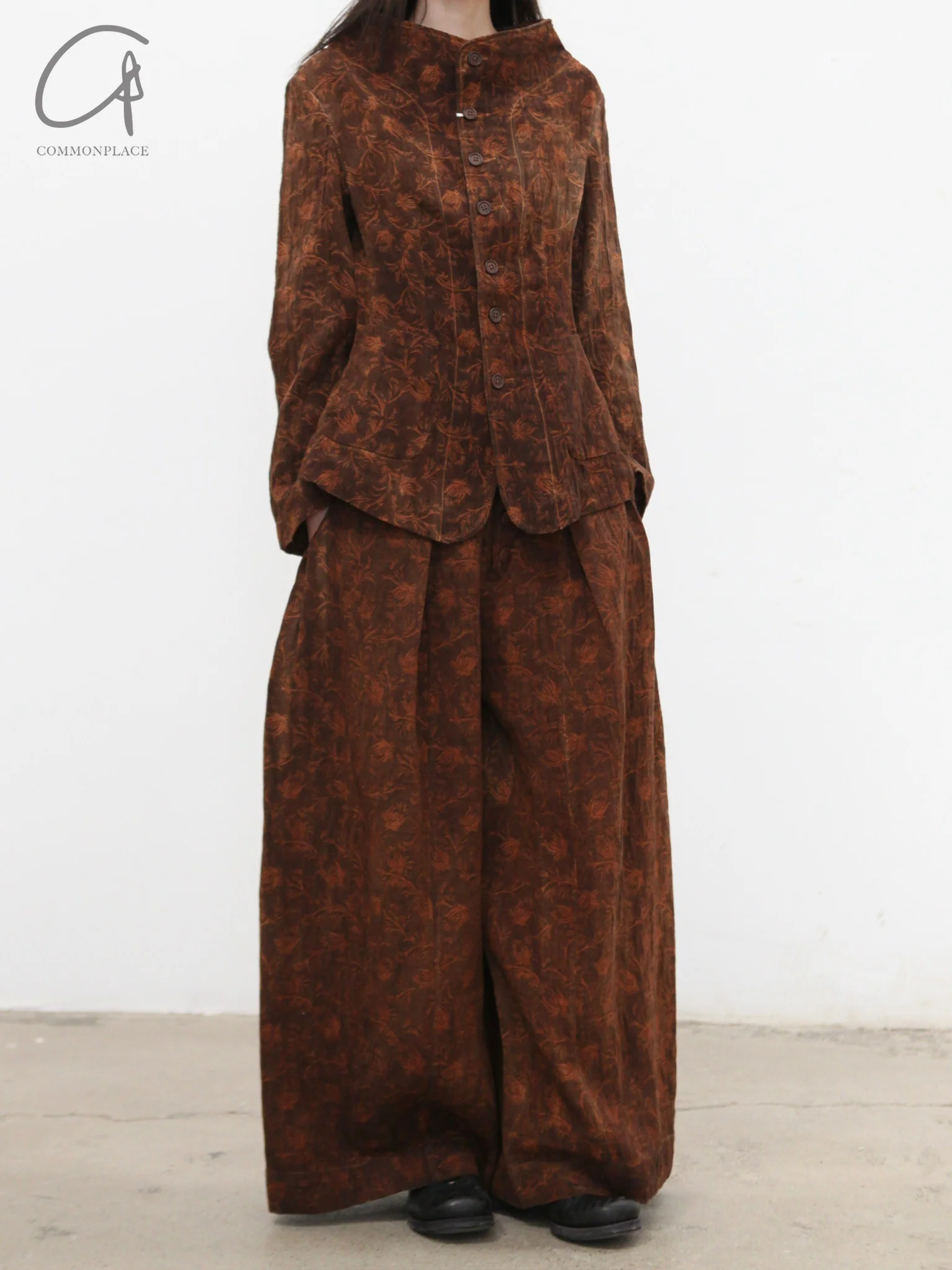KINYAN LAM 25 Spring/Summer Natural Dye Jacquard Turtleneck Jacket KYL-V2JKT03-B-ZONG Brown - Image 4