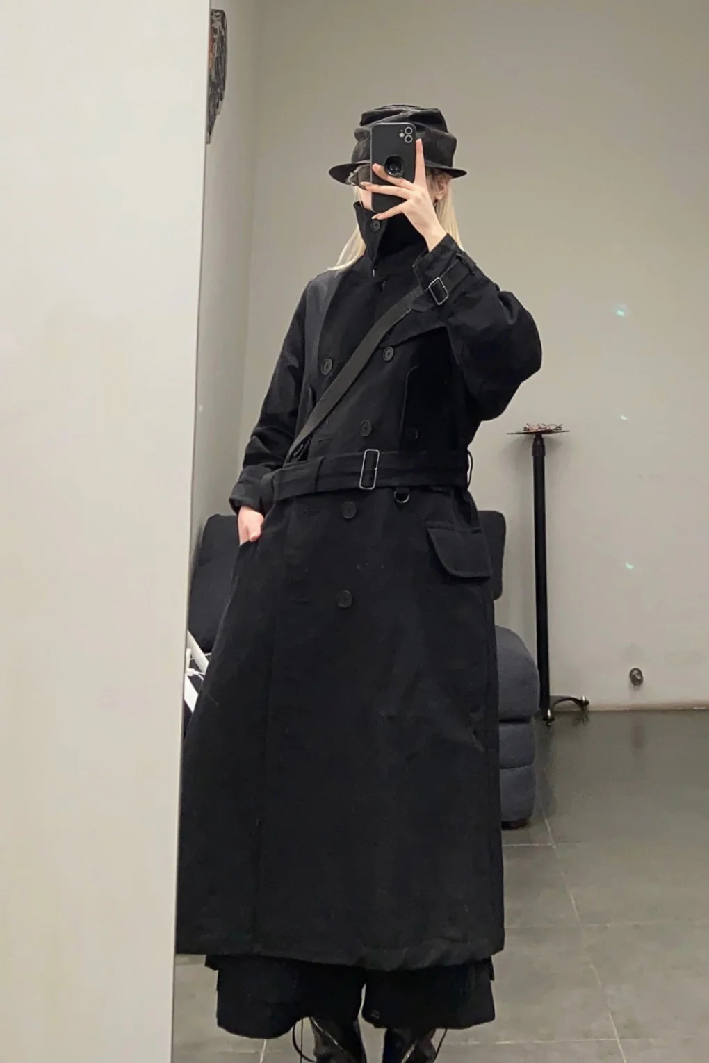 KLASICA Double-breasted belted linen jacket Cotton Craftsman Handmade KLC-22C-59TRC-HEI Black - Image 21