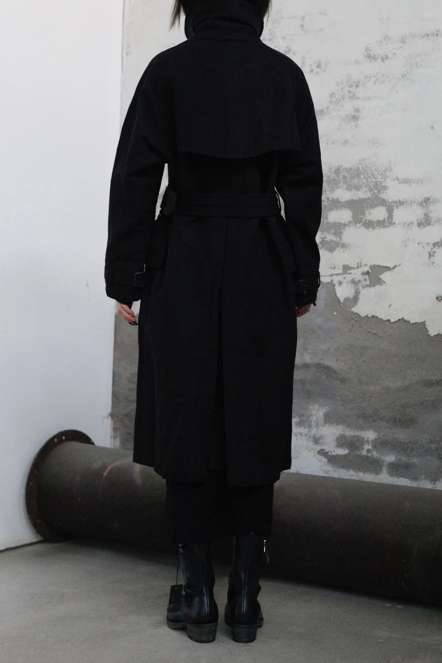 KLASICA Double-breasted belted linen jacket Cotton Craftsman Handmade KLC-22C-59TRC-HEI Black - Image 8