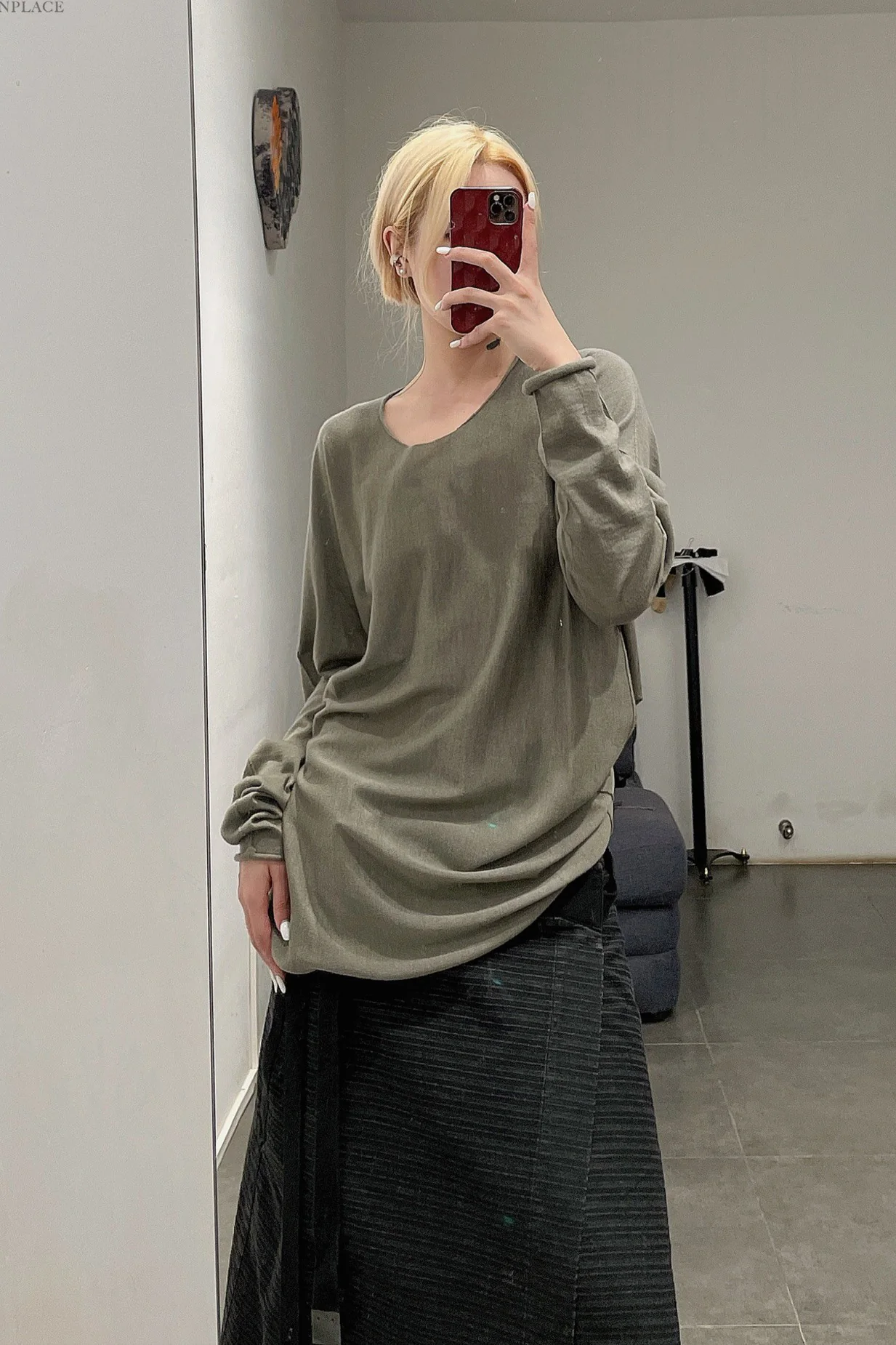label under construction curved long sleeve T-shirt 36YMSW152-WS23-RG 36/4 - Image 7