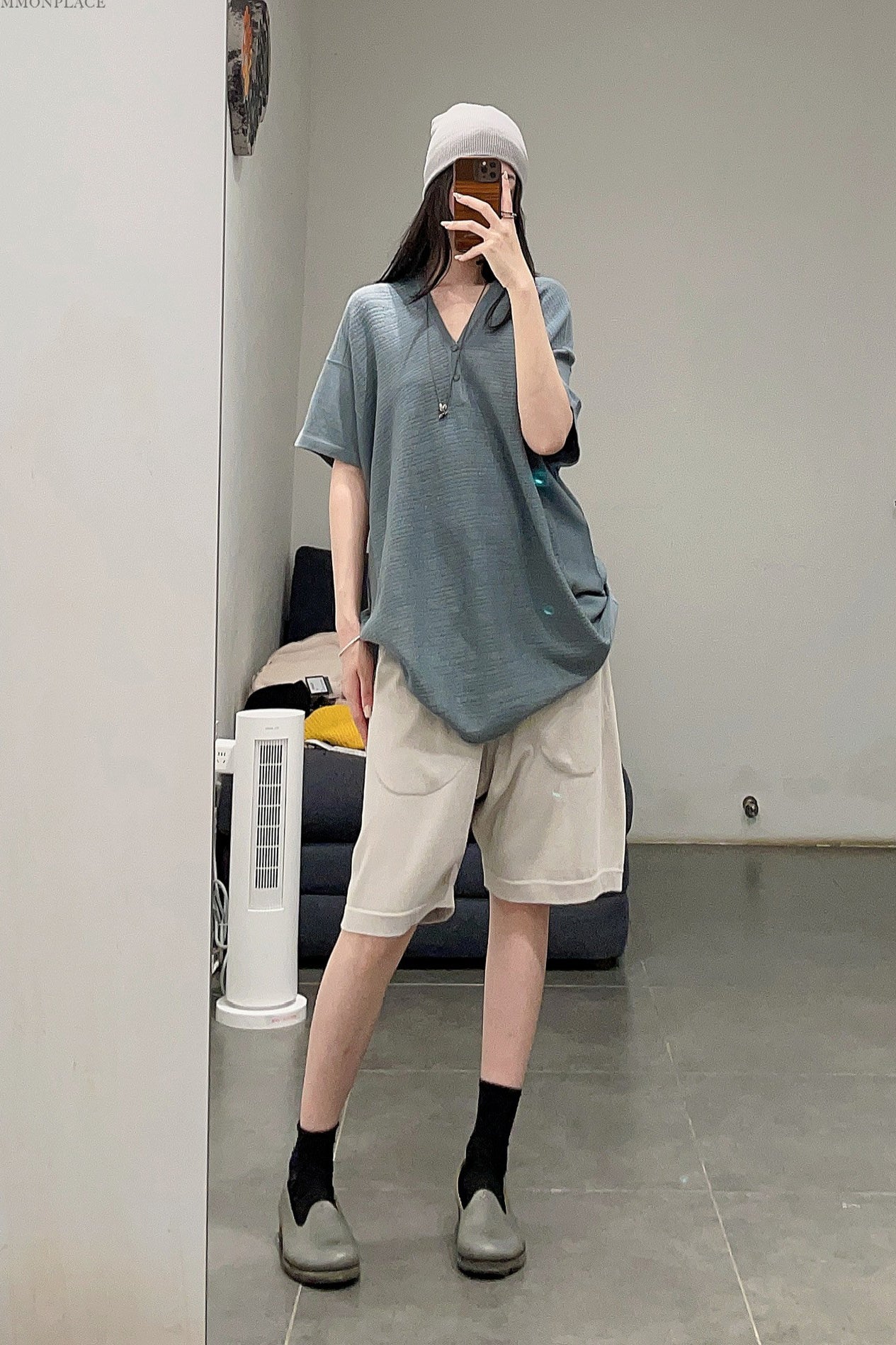 label under construction stitching T-shirt 41YMTS37 ZER3 PB - Image 7