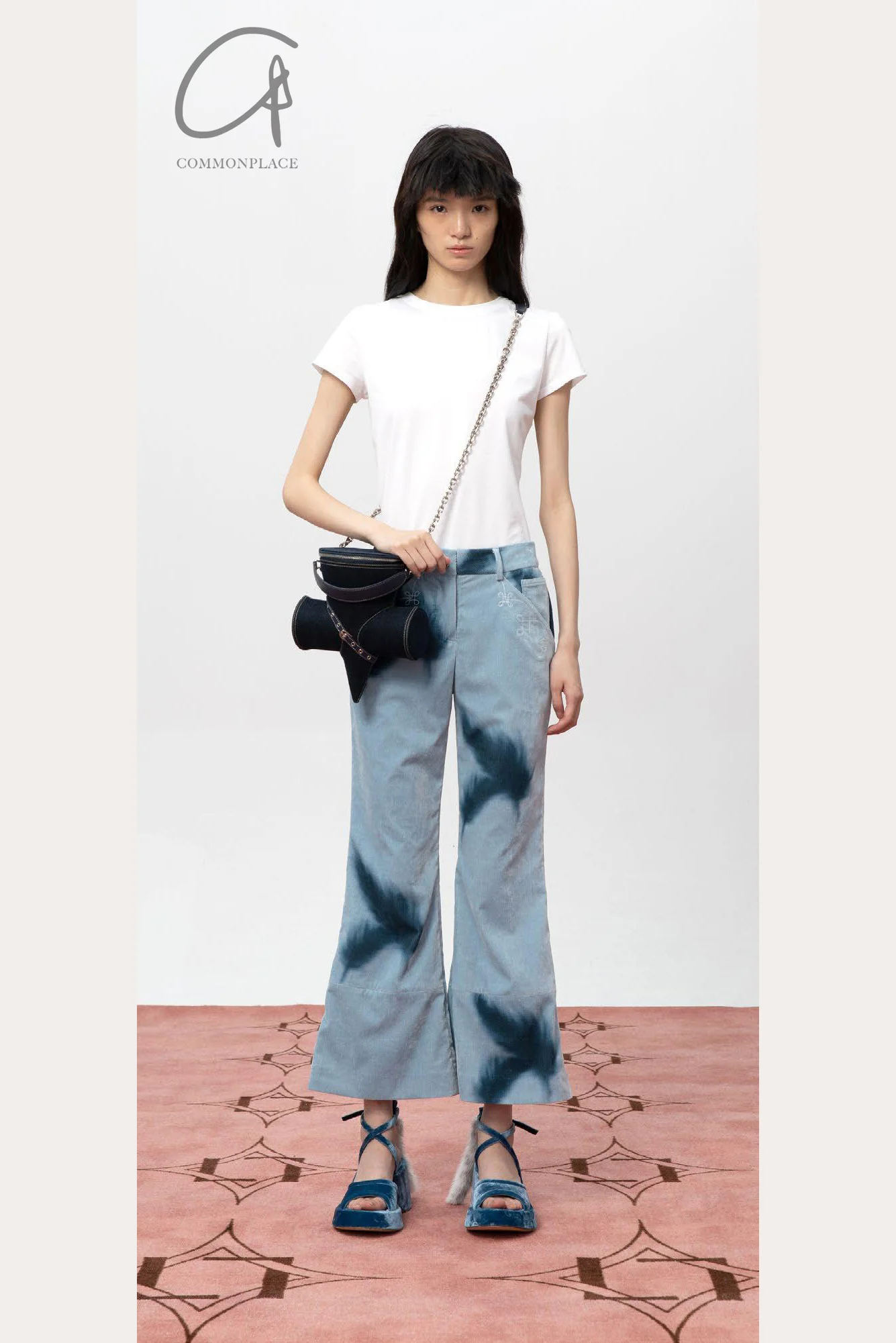 Louis Shengtao Chen Feather Corduroy Flared Pants 2251199 Light Blue PLSC8 - Image 15