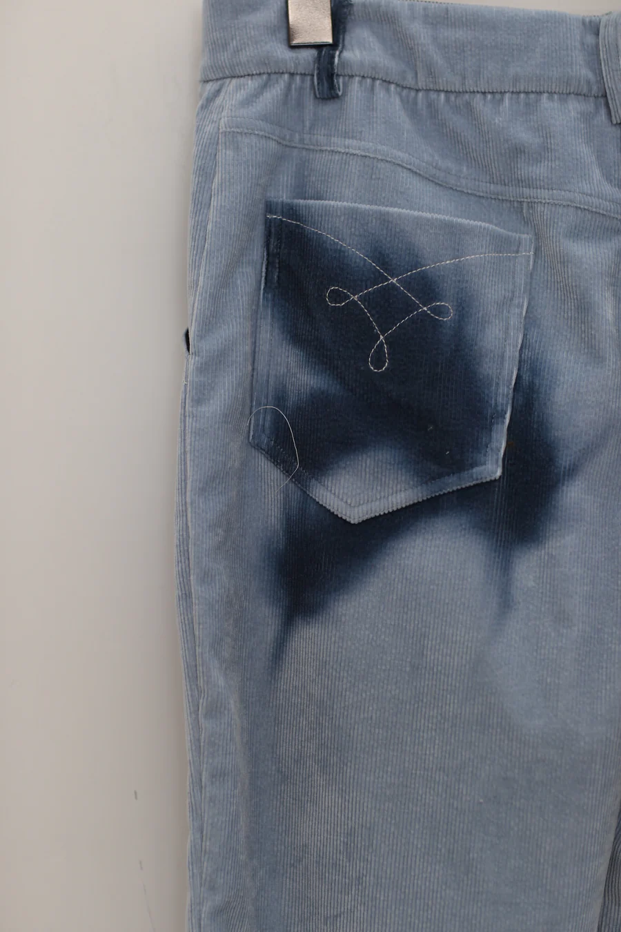 Louis Shengtao Chen Feather Corduroy Flared Pants 2251199 Light Blue PLSC8 - Image 9