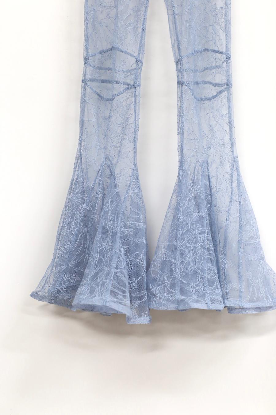 Louis Shengtao Chen Ice Blue Lace Slim Fit Flared Pants 2252172 Blue PLSC15 - Image 2