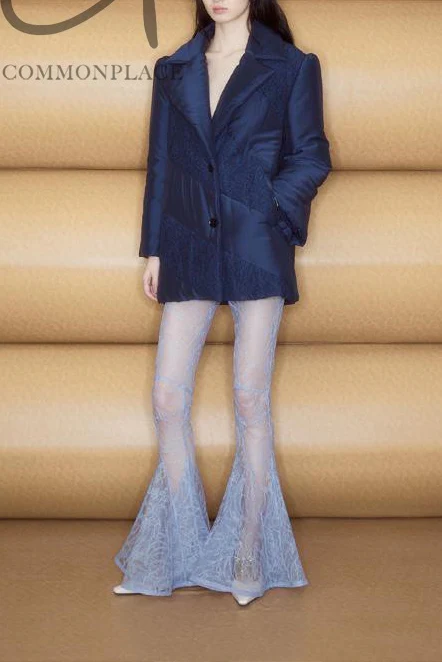 Louis Shengtao Chen Ice Blue Lace Slim Fit Flared Pants 2252172 Blue PLSC15 - Image 5