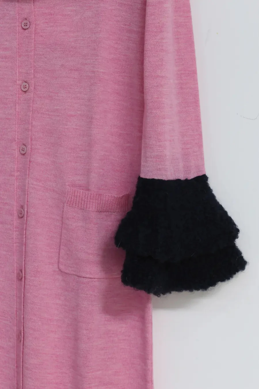 Louis Shengtao Chen Peach Pink Embroidered Collar Wool Knit Long Cardigan 2250115 PLSC6 - Image 4