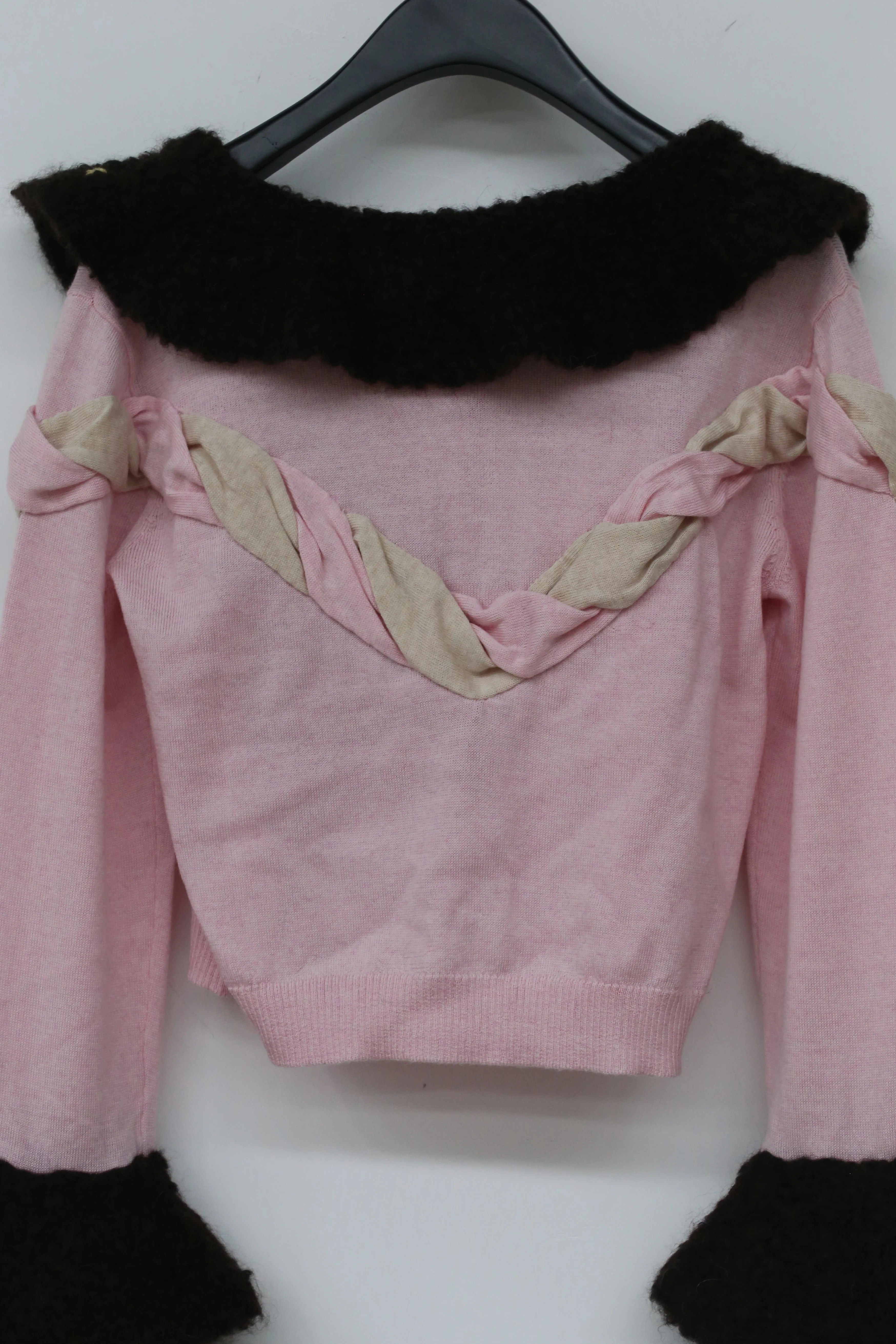 Louis Shengtao Chen pink embroidered collar wool knit short cardigan 2250113 PLSC5 - Image 12