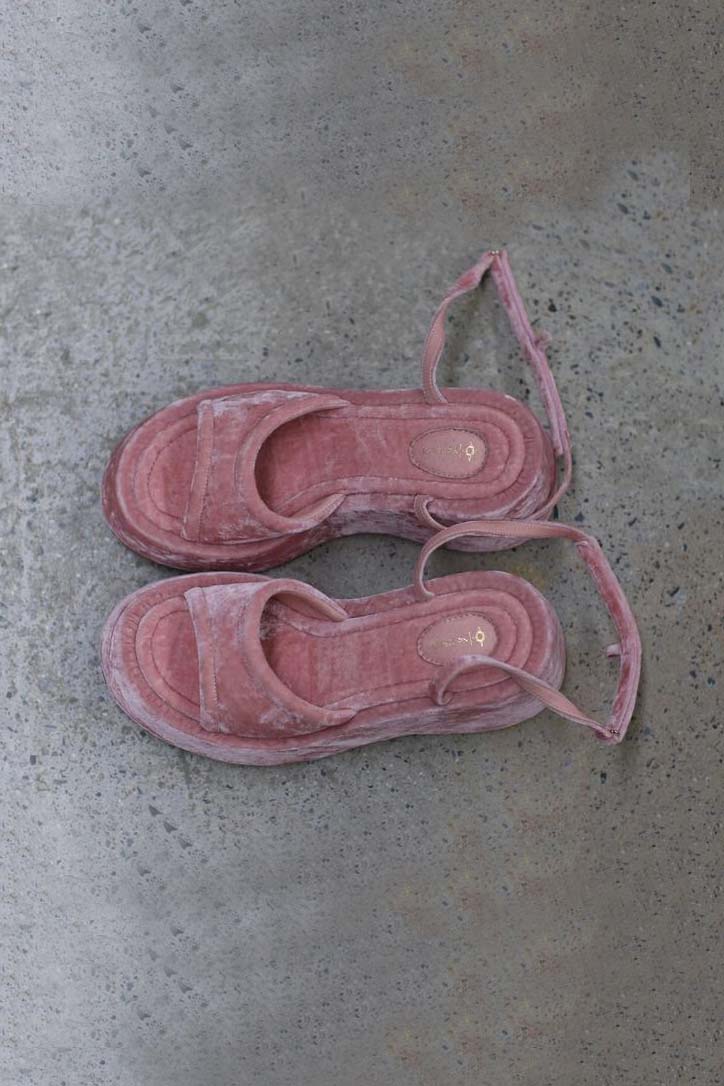 Louis Shengtao Chen Pink Velvet Platform Shoes 2251248 PLSC10 - Image 3