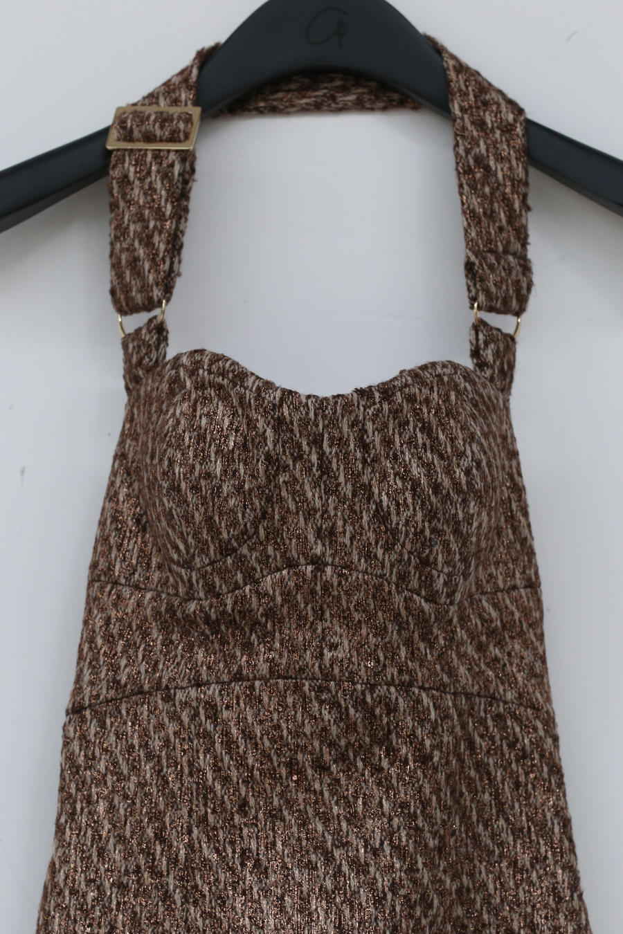 Louis Shengtao Chen shiny woolen tube top dress 2250136 brown - Image 10