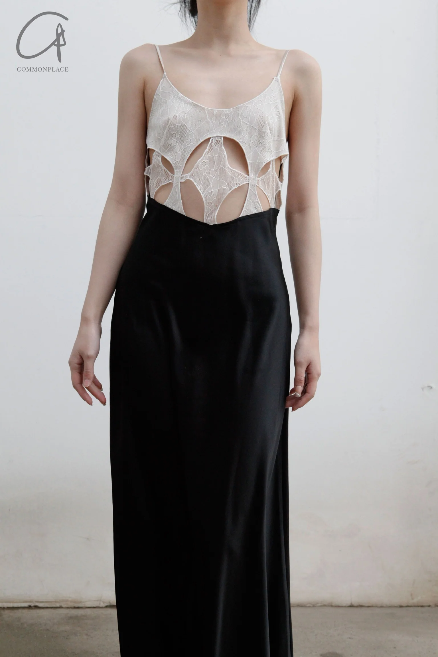 Louis Shengtao Chen Star Split Silk Dress 2251107 Black & White - Image 3