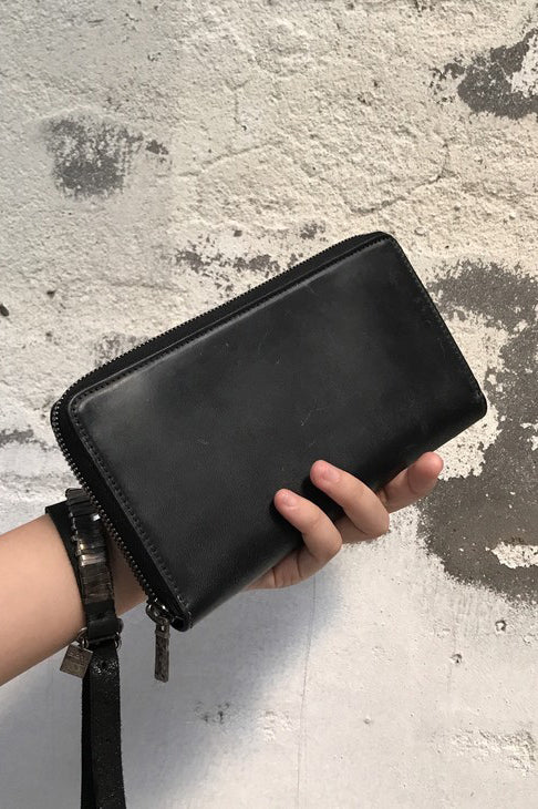 M_1978 Handmade black horse leather long wallet PM666 - Image 5