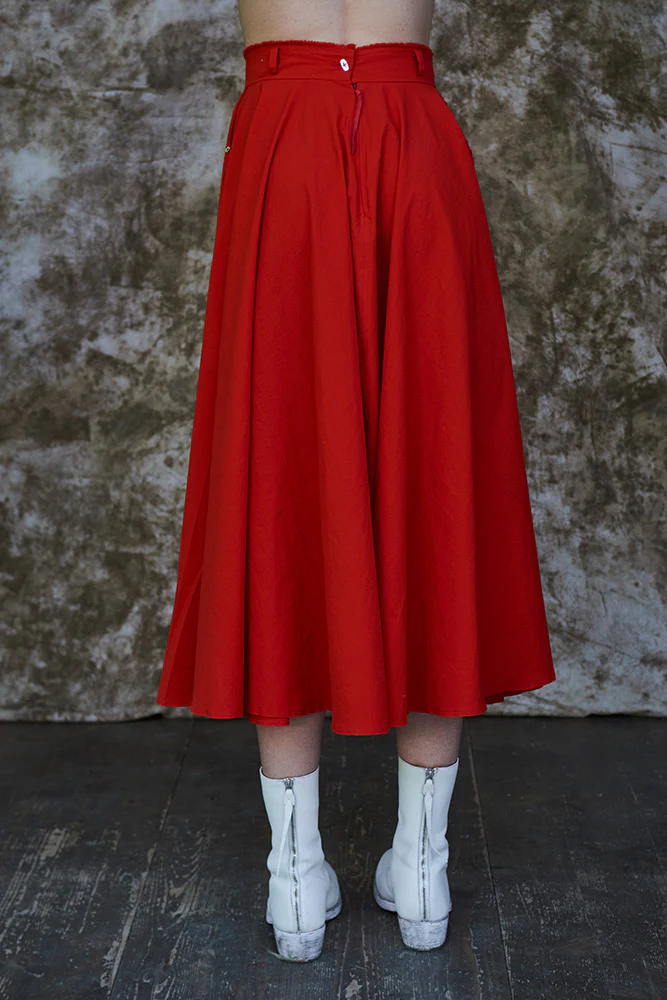 m.a+ 25 Spring/Summer Long Round Skirt Skirt Italy Craftsman MA-K600Z-CLX-SHH CORAL RED - Image 2