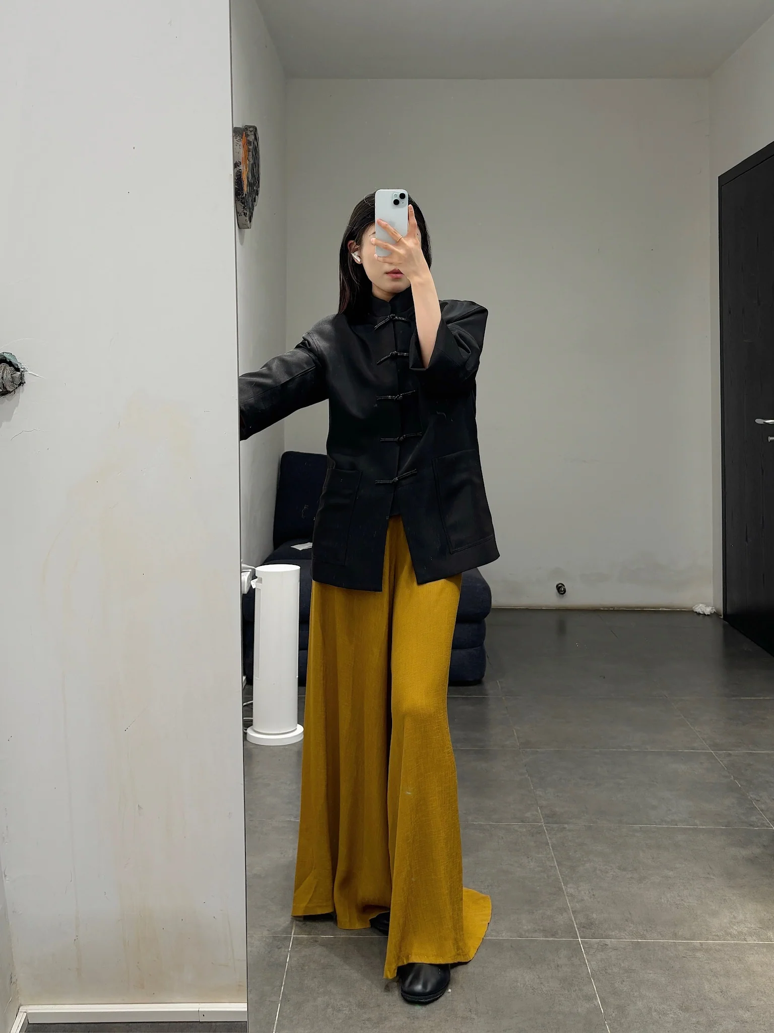 m.a+ elastic waist loose wide trousers MA-PW482EL VWV6-MUSTARD - Image 12
