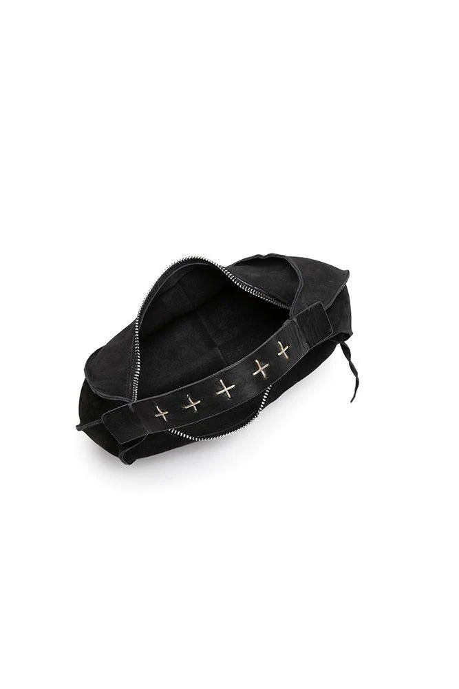 m.a+ Fall/Winter 2025 Buffalo Leather Small Banana Bag with Silver Cross Handle MA-BO220/AS+BUL1,0-BLACK - Image 6
