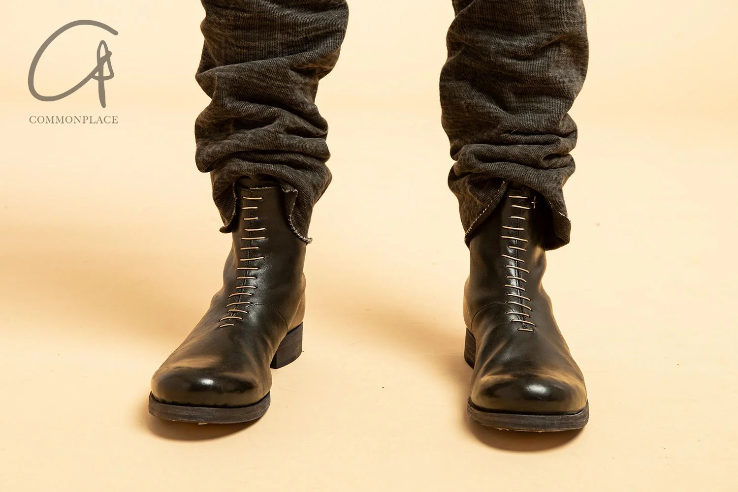 m.a+ horse leather short back zip boots with multiple silver staples Italy Artisan MA-S1B2Z/S3 CU1,5-HEI Black - Image 7