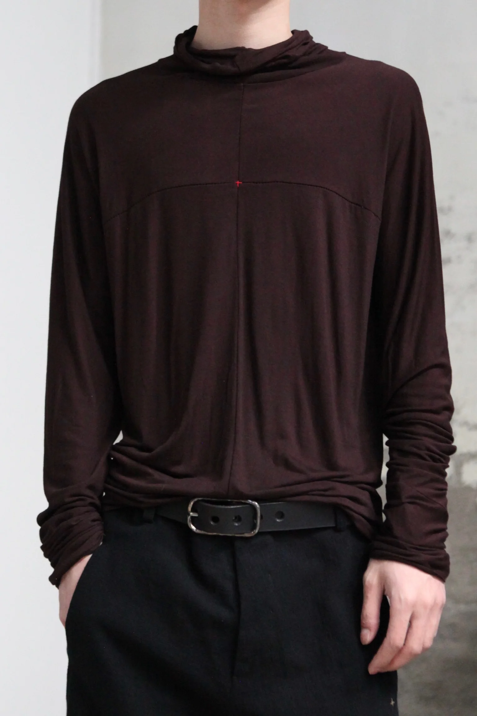 m.a+ Maurizio Amadei pile collar long-sleeved T-shirt MA-T211DN-JVBL-COFFEE - Image 2