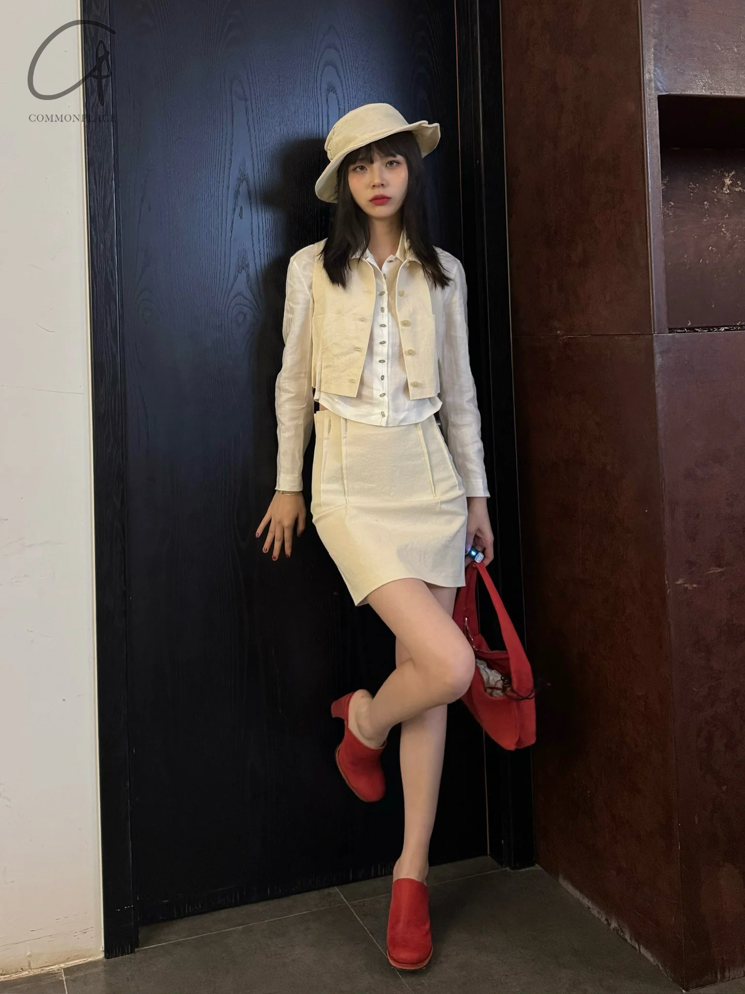 m.a+ Maurizio Amadei Sleeveless Pleated Cropped Jacket/Skirt Italy Artisan MA-HW190AC CCE-NATURAL Top HW190AC K124 - Image 11