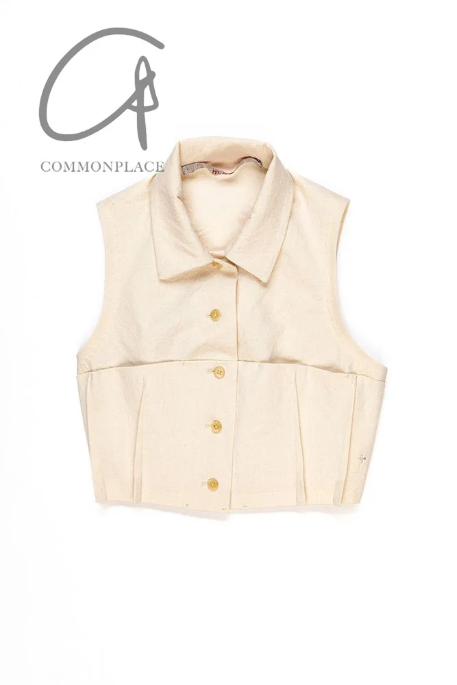 m.a+ Maurizio Amadei Sleeveless Pleated Cropped Jacket/Skirt Italy Artisan MA-HW190AC CCE-NATURAL Top HW190AC K124 - Image 5