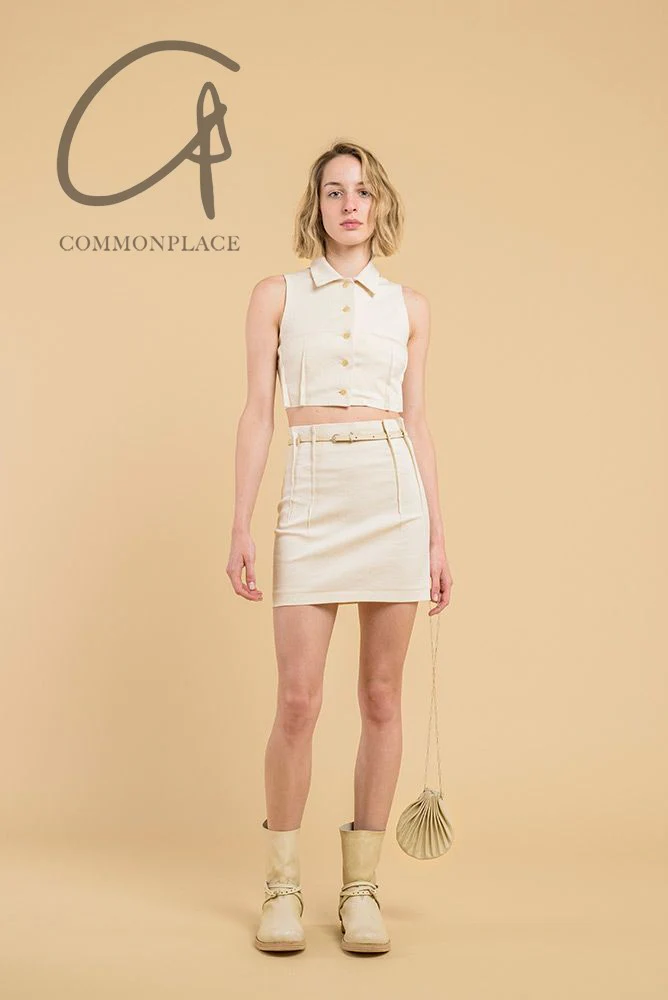 m.a+ Maurizio Amadei Sleeveless Pleated Cropped Jacket/Skirt Italy Artisan MA-HW190AC CCE-NATURAL Top HW190AC K124 - Image 7