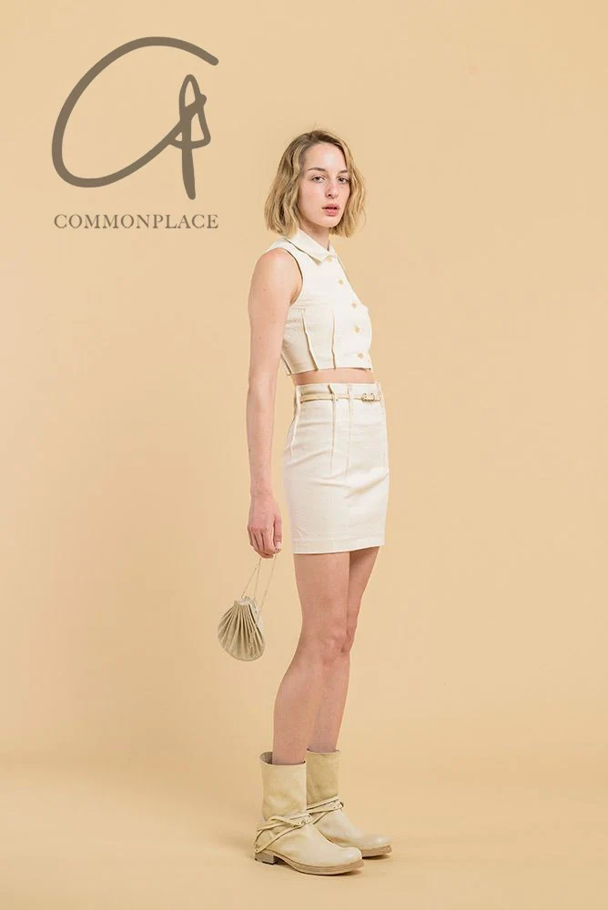 m.a+ Maurizio Amadei Sleeveless Pleated Cropped Jacket/Skirt Italy Artisan MA-HW190AC CCE-NATURAL Top HW190AC K124 - Image 8