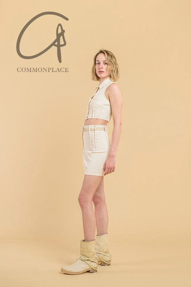 m.a+ Maurizio Amadei Sleeveless Pleated Cropped Jacket/Skirt Italy Artisan MA-HW190AC CCE-NATURAL Top HW190AC K124 - Image 9