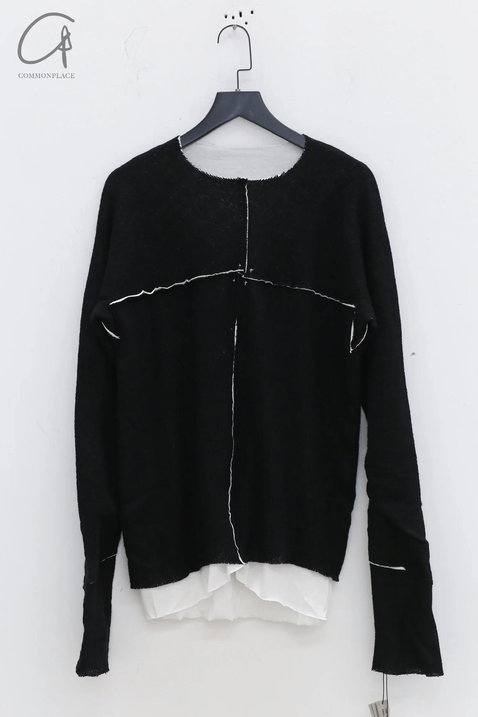 m.a+ Maurizio Amadei two-piece long-sleeved T-shirt Recycled cashmere Italy Artisan handmade MA-T211DM rwsl+jcl10-HEIBAI Black and white