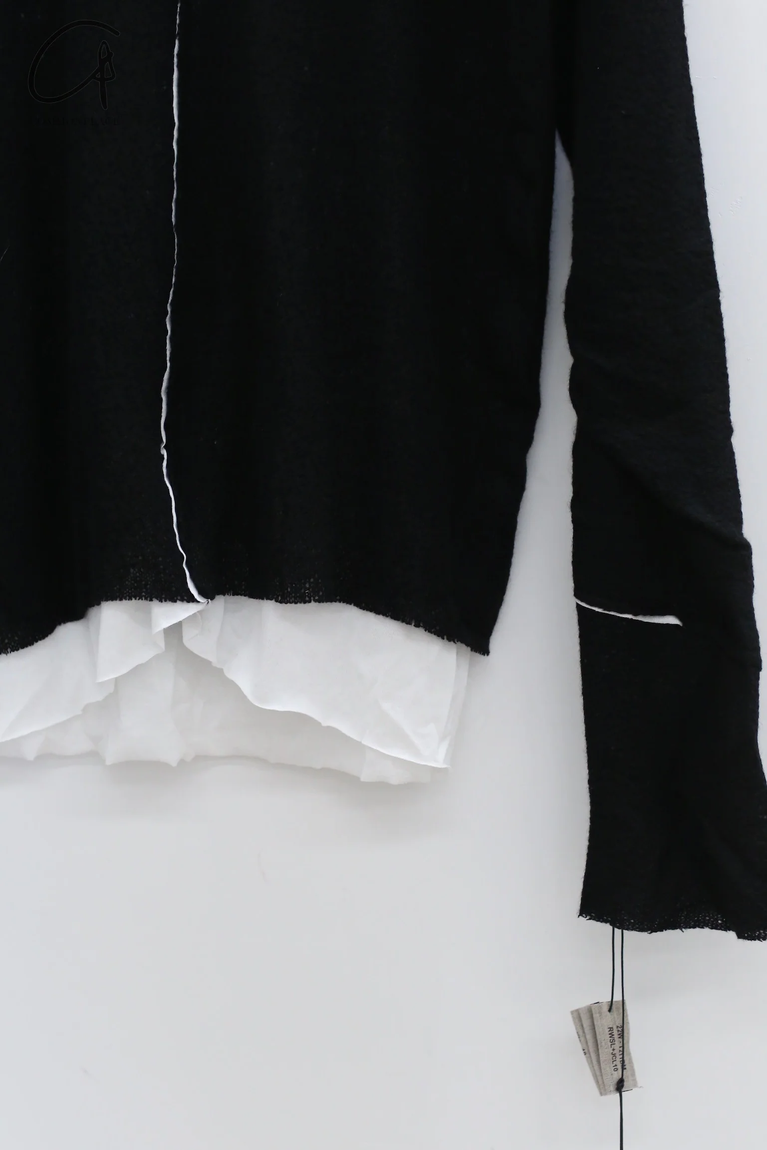 m.a+ Maurizio Amadei two-piece long-sleeved T-shirt Recycled cashmere Italy Artisan handmade MA-T211DM rwsl+jcl10-HEIBAI Black and white - Image 2