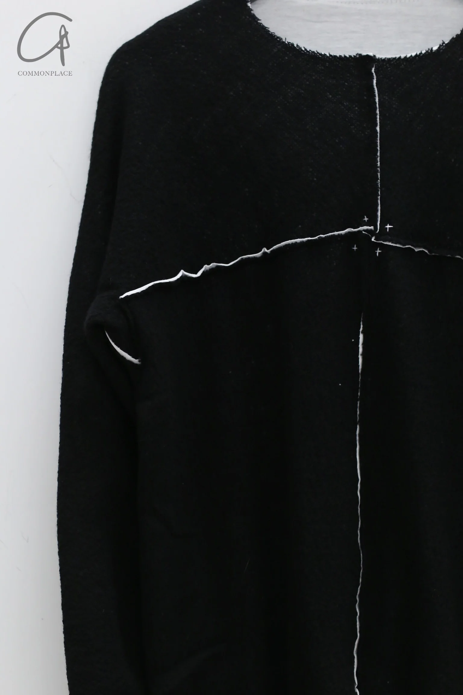 m.a+ Maurizio Amadei two-piece long-sleeved T-shirt Recycled cashmere Italy Artisan handmade MA-T211DM rwsl+jcl10-HEIBAI Black and white - Image 3