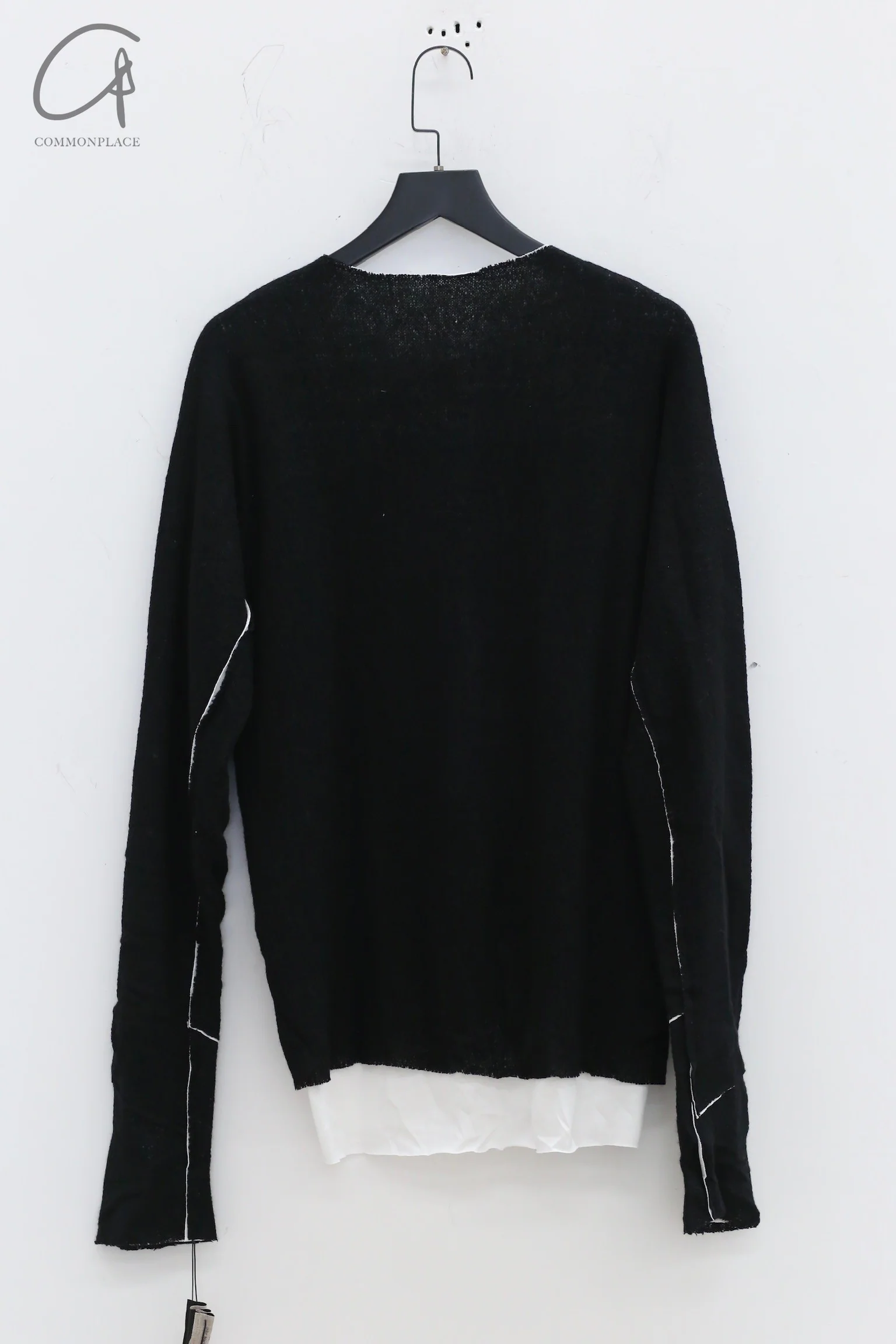 m.a+ Maurizio Amadei two-piece long-sleeved T-shirt Recycled cashmere Italy Artisan handmade MA-T211DM rwsl+jcl10-HEIBAI Black and white - Image 4