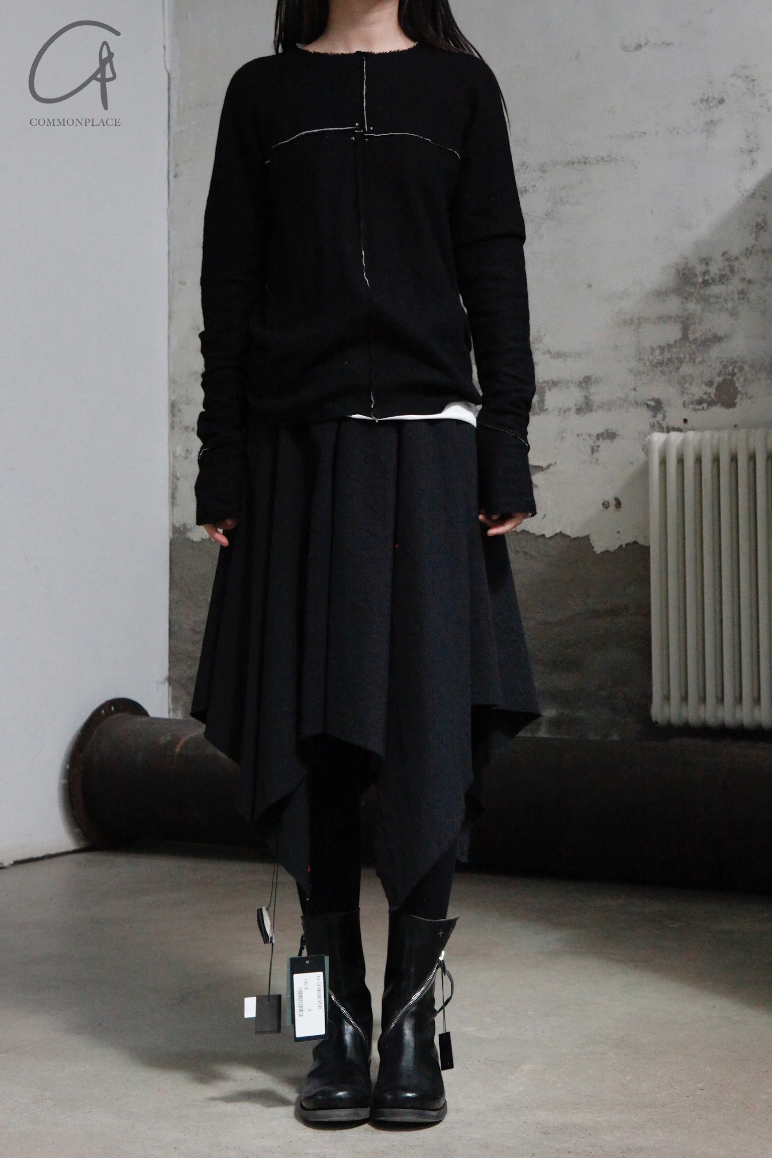 m.a+ Maurizio Amadei two-piece long-sleeved T-shirt Recycled cashmere Italy Artisan handmade MA-T211DM rwsl+jcl10-HEIBAI Black and white - Image 7
