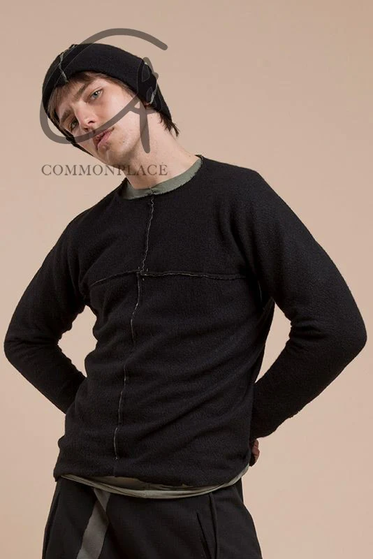 m.a+ Maurizio Amadei two-piece long-sleeved T-shirt Recycled cashmere Italy Artisan handmade MA-T211DM rwsl+jcl10-HSWC Black+Sage - Image 10