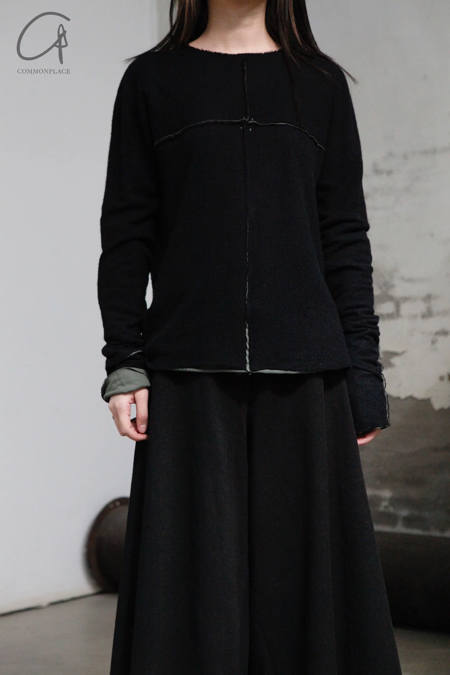 m.a+ Maurizio Amadei two-piece long-sleeved T-shirt Recycled cashmere Italy Artisan handmade MA-T211DM rwsl+jcl10-HSWC Black+Sage - Image 12