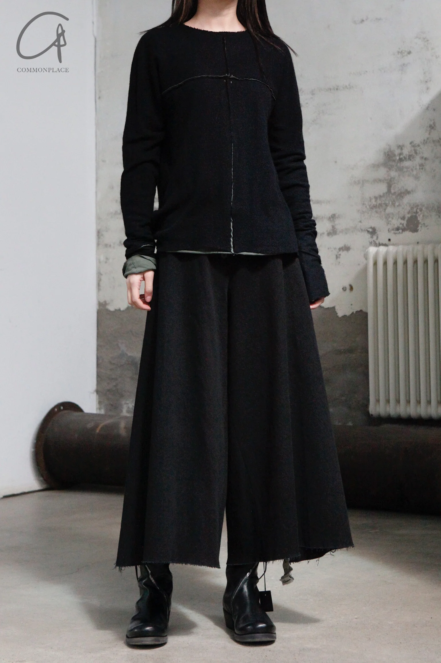 m.a+ Maurizio Amadei two-piece long-sleeved T-shirt Recycled cashmere Italy Artisan handmade MA-T211DM rwsl+jcl10-HSWC Black+Sage - Image 13