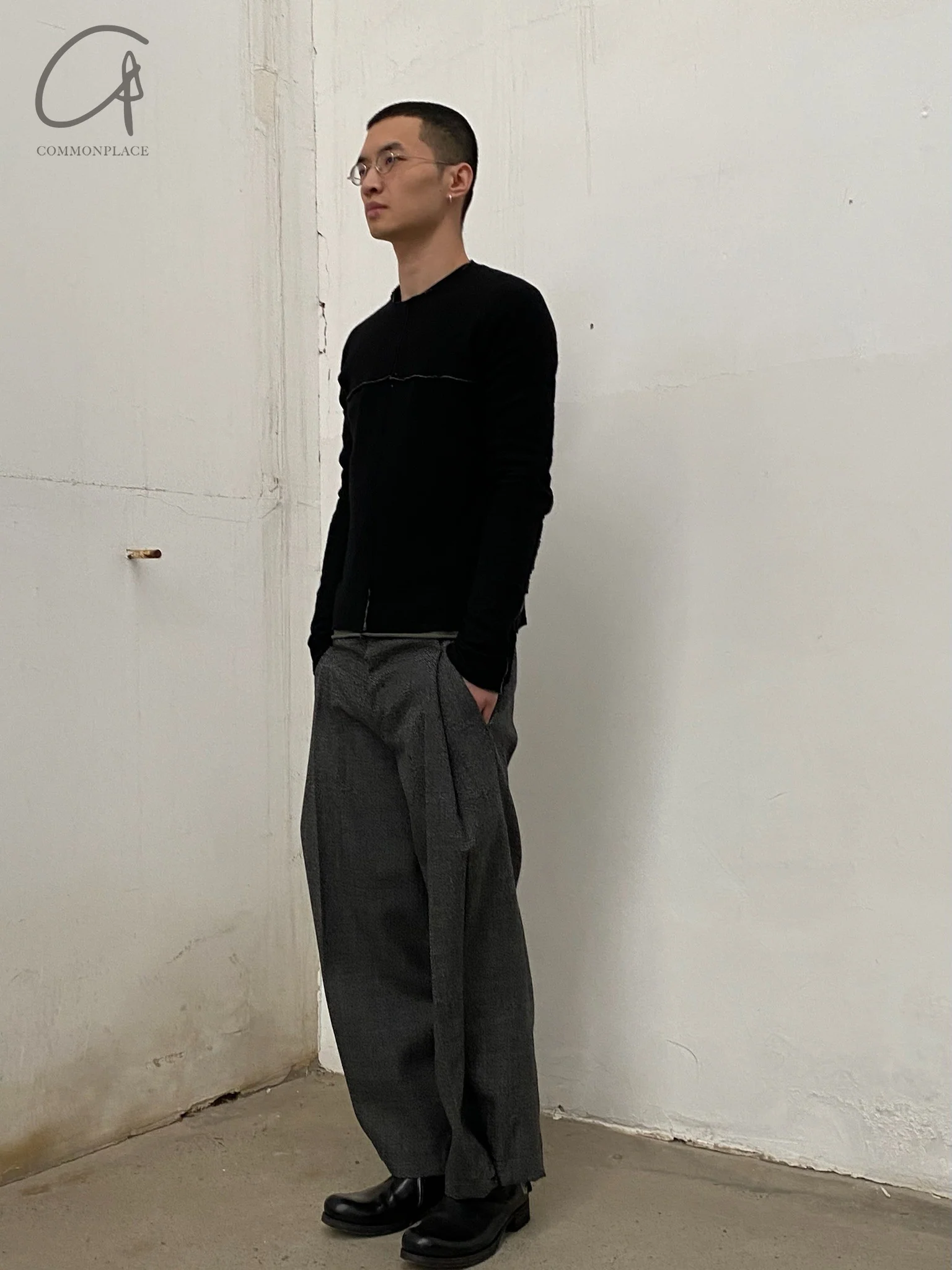 m.a+ Maurizio Amadei two-piece long-sleeved T-shirt Recycled cashmere Italy Artisan handmade MA-T211DM rwsl+jcl10-HSWC Black+Sage - Image 15