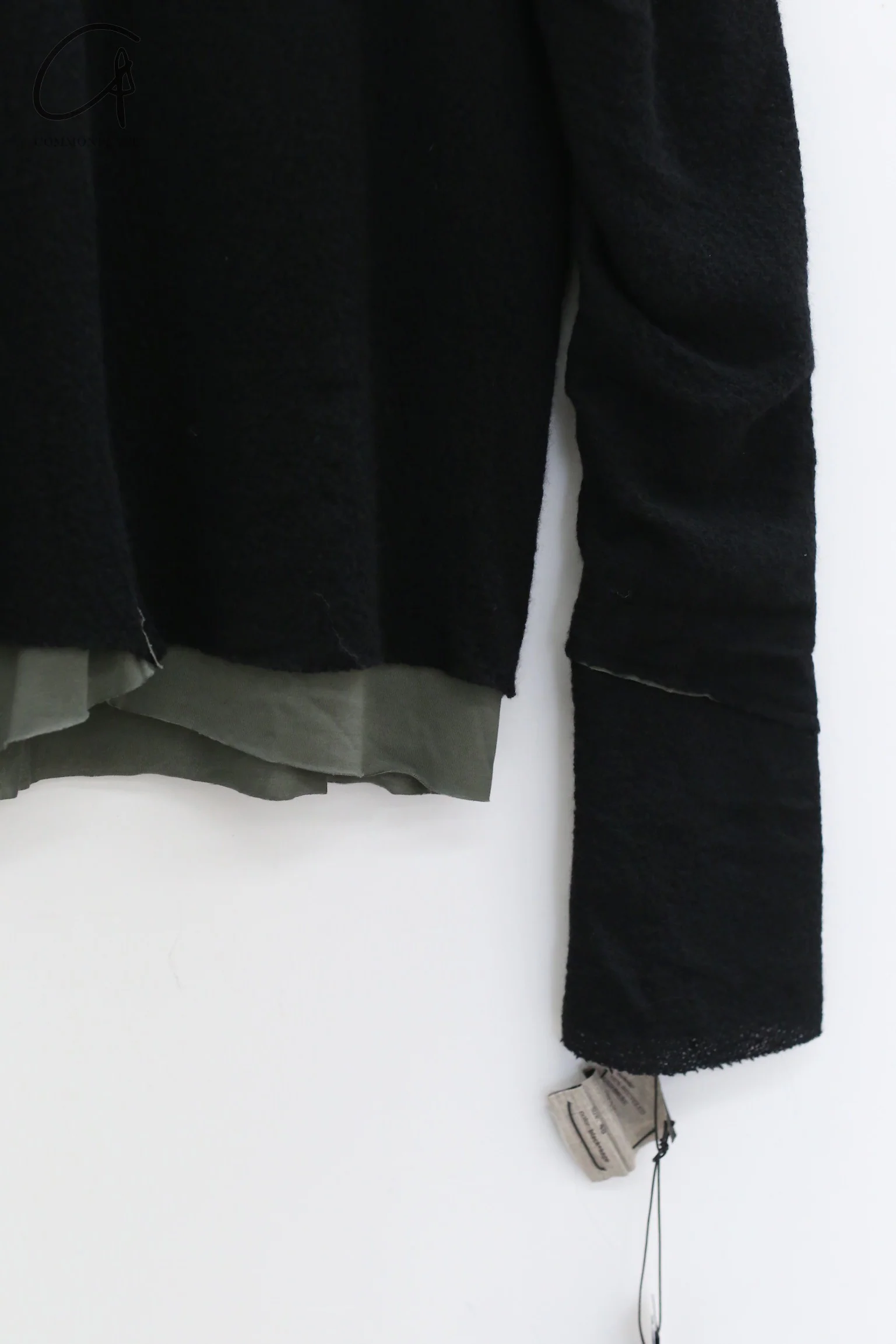 m.a+ Maurizio Amadei two-piece long-sleeved T-shirt Recycled cashmere Italy Artisan handmade MA-T211DM rwsl+jcl10-HSWC Black+Sage - Image 2