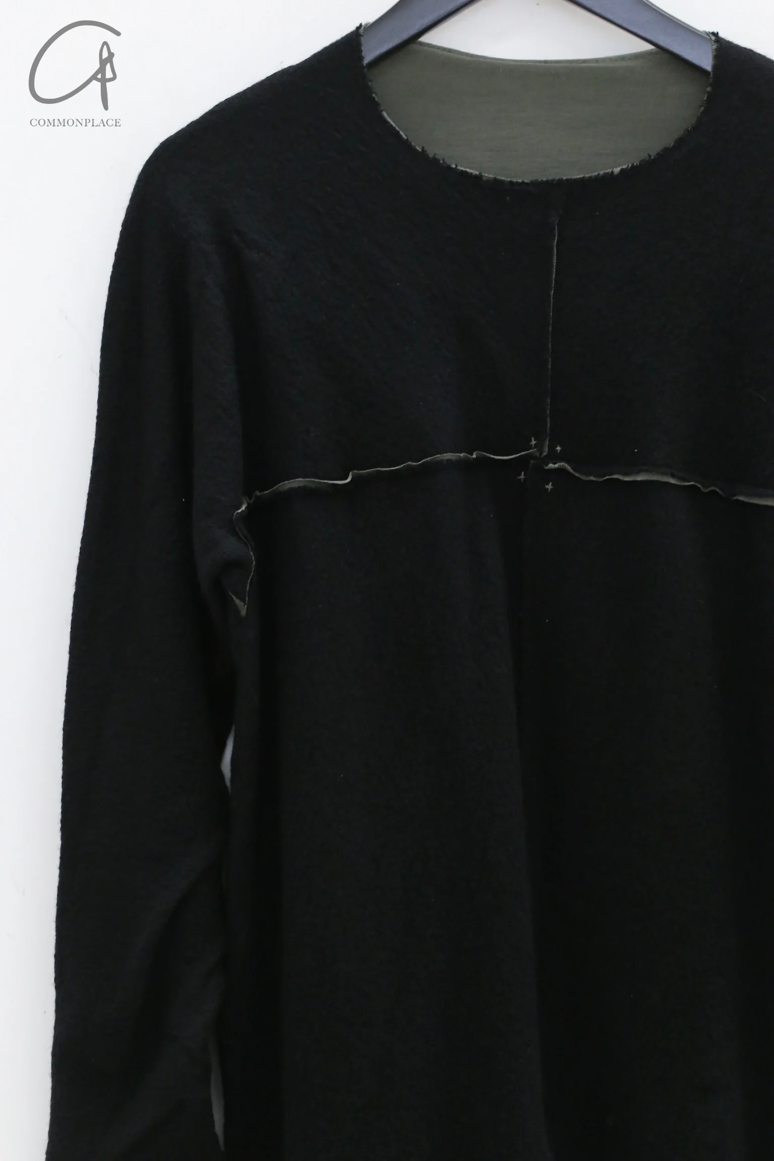 m.a+ Maurizio Amadei two-piece long-sleeved T-shirt Recycled cashmere Italy Artisan handmade MA-T211DM rwsl+jcl10-HSWC Black+Sage - Image 3